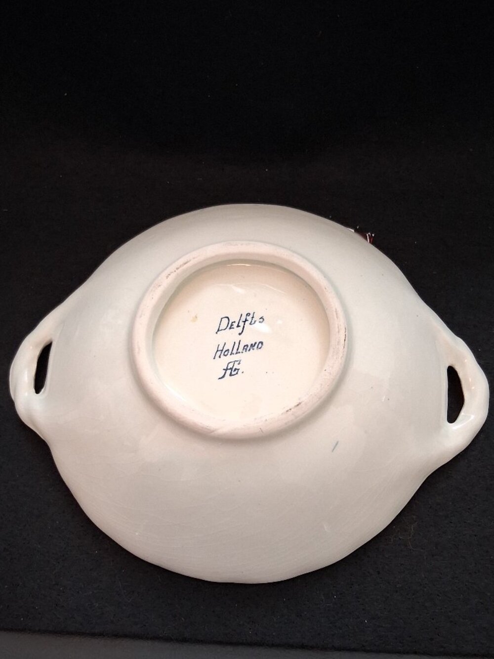 Vintage (1960s-1970s) Delft Hand Painted Handled Bonbon Dish With Windmill Scene - Picture 5 of 8